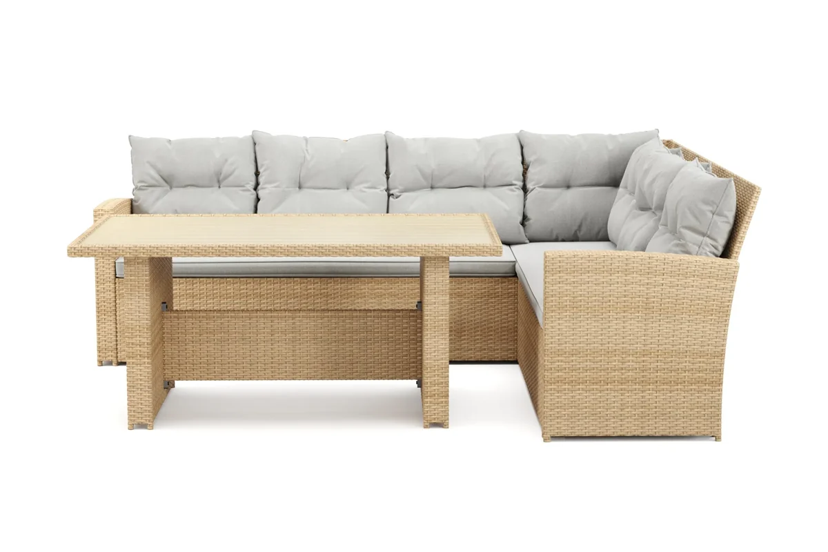 James högervänd loungegrupp, beige, fem sitsar